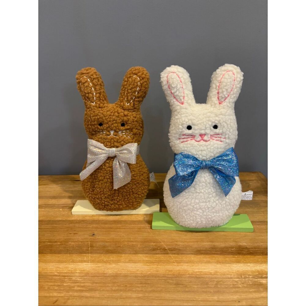Target Spritz brown & white plush Easter bunny decorations